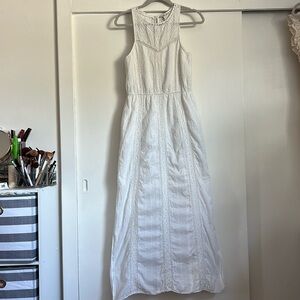 JOIE White Halter Maxi Dress with Crochet Details Size S